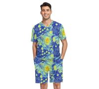 RPLIFE Swirling Sky Stars - Pijama de manga corta con bolsillos para hombre, color azul, Swirling Sky Stars Blue, XX-Large