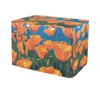 RPLIFE Vibrant California Poppies - Cubiertas enrollables para jaula de perro, paneles laterales enrollables, cubierta de jaula para mascotas con aberturas, grande