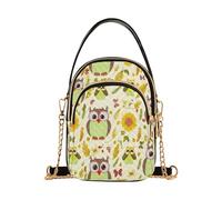 RPLIFE Whimsical Owls - Bolso cruzado acolchado para mujer con correa de cadena, pequeño bolso de viaje con múltiples bolsillos con cremallera