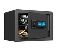 RPNB Caja fuerte biométrica retroiluminada Touchpad pequeña caja fuerte para el hogar con puerto USB-C de emergencia luz indicadora caja fuerte de acero de aleación para dinero y joyas 14L