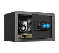 RPNB Caja fuerte biométrica retroiluminada Touchpad pequeña caja fuerte para el hogar con puerto USB-C de emergencia luz indicadora caja fuerte de acero de aleación para dinero y joyas 8,5L