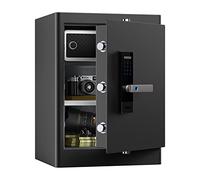 RPNB Caja fuerte para el hogar y taquilla, pantalla táctil, biométrica, con aviso de voz, doble advertencia, caja de seguridad negra para el hogar, hotel, oficina, 80 l