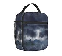 Rportable - Lonchera para mujeres/hombres aislada, cielo tormentoso oscuro sobre montañas como naturaleza ficticia, lonchera reutilizable para oficina, trabajo, escuela, picnic, playa, bolsa térmica a