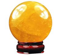 RPOVAXVK Citrine Crystal Sphere Ball, Feng Shui Transparent Quartz with Holder for Wealth and Protect The House,180mm Gemstone Stone
