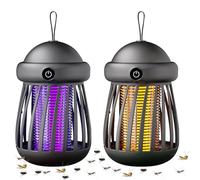 Rppiup 2 matamoscas eléctrico, 2 modos de lámpara eléctrica para matar mosquitos con luz UV y lámpara de iluminación, 25 DB portátil, 360° atrae insectos impermeable para viajes, camping, interiores y