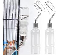 Rppiup Cantimplora de conejo con soporte, 2 botellas de agua de conejo, botella de agua de 350 ml, botella de agua colgante para conejos, cobayas, hámster, chinchillas