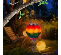 Rppiup Farolillo solar LED, globo aerostático, luces y decoración de jardín para exteriores, farolillo colgante con efecto de llama decorativa
