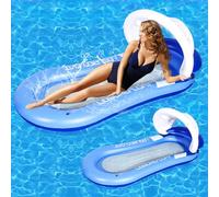 Rppiup Flotadores inflables para piscina, 78 x 150 cm, flotadores para piscinas con toldo, hamacas de piscina para adultos, flotadores de piscina, hamaca flotante de agua para playa, bronceado, remo