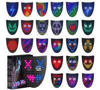 Rppiup Máscara LED con detección de gestos, máscara iluminada de Halloween, máscaras transformadoras faciales con luz LED con 50 imágenes, máscaras luminosas LED digitales para Halloween, cosplay