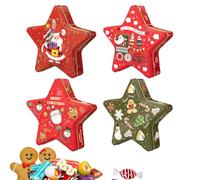 Rproonay Cajas De Galletas Navideñas - 4 Piezas Envase En Forma De Pentagrama,Grandes Latas De Navideñas En Forma De Pentagrama - Para Chocolates Dulces Año Nuevo Halloween San Valentín