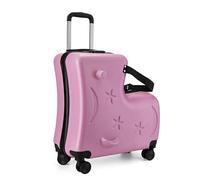 Rproonay Kids Ride Suitcase 20in with Seat Belts, 3-Digit Password Lock Travel Luggage Boys, Trolley Case with Handlebars, Pedals, Silent Wheels, Easy To Use, Portable For Easy Airport Travel