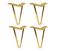 RPXHZLKTM Muebles Triangulares de Metal 4PCS Hairpin Table Legs Metal, Sofa Legs with Protector Feet, Mid-Century Modern Style for Furniture Legs, Coffee Table Legs, Bench Legs, Chair Legs(Gold,10cm)