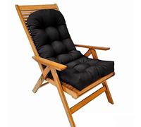 RPZVGG Cojín para Silla de Interior y Exterior, Impermeable y Resistente a la decoloración, con Respaldo Alto para jardín, para tumbonas y sillas reclinables de Patio(Negra)