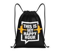 RQLNBOBZ Mochila con cordón ajustable Bolsa con cordón con frase motivacional Esta es mi hora feliz para entrenamiento yoga mochilas culturismo entrenamiento deportes gimnasio.