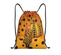RQLNBOBZ Mochila con cordón ajustable Mochila con cordón Yayoi Kusama Pumkin para mujer y hombre ligera con diseño de arte abstracto para deportes gimnasio y almacenamiento