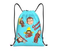 RQLNBOBZ Mochila con cordón ajustable Mochila deportiva con cordón de anime divertida para gimnasio para mujeres y hombres mochila de compras con el mono Jorge el Curioso