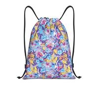 RQLNBOBZ Mochila con cordón ajustable Mochila deportiva con cordón de dibujos animados de Barrio Sésamo y Monstruos de las Galletas mochila para gimnasio bolsas de cordón para correr