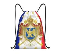 RQLNBOBZ Mochila con cordón ajustable Mochila ligera con cordón y diseño de la bandera de Francia Napoleón con el escudo del Imperio Francés ideal para deportes y gimnasio.