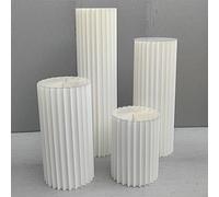 RQLSSSLMXJ 4 Soportes Plegables de Papel para columnas, pedestales para jarrones de cartón para Bodas, con 4 Discos acrílicos, Soportes cilíndricos (Beige)