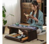 RQLSSSLMXJ Mesa de té Baja Plegable Japonesa - Mesa de Centro Zen Que Ahorra Espacio para Colocar en el Suelo - Diseño versátil de Madera Maciza (S: 80 cm) Salones Minimalista