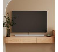 RQLSSSLMXJ Soporte de TV Flotante de Pared, Centro de Entretenimiento de Madera de 180 cm con Luces LED y gestión de Cables, Mueble de TV Moderno con Acabado en Madera Natural, decoración ele