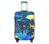 RQMPHUGNCF Blue Underwater World Of Fish - Funda protectora para maleta, material de alta elasticidad para viajeros, color blanco, XL, White, XL