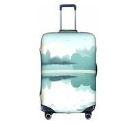 RQMPHUGNCF Fallen Leaves On A Tranquil Lake - Funda protectora para maleta, material de alta elasticidad para viajeros, color blanco, M, White, M