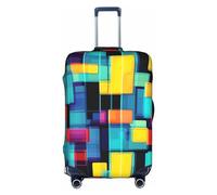 RQMPHUGNCF Funda protectora para maleta con diagrama geométrico cuadrado, material de alta elasticidad para viajeros, color blanco, S, White, S