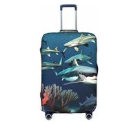 RQMPHUGNCF Sharks Under The Sea - Funda protectora para maleta, material de alta elasticidad para viajeros, color blanco, XL, White, XL