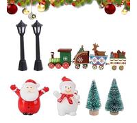 Rqrdww 22x9x5.5cm Christmas Miniatures Decor, Wooden Christmas Tree Figurine, Small Christmas Ornaments, Christmas Craft Miniatures, Festive Christmas Miniature Set, Landscape Ornaments for Christmas