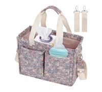 Rqrdww Diaper Caddy Organizer, Lightweight Diaper Bag, Floral Diaper Organizer, Portable Diaper Caddy, Travel Diaper Accessories 33x14x25cm/12.99x5.51x9.84 Inches Baby Organizer
