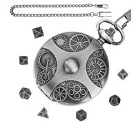 Rqrdww Steampunk Metal Dice, Vintage Steampunk Dice, Dice with Necklace, Metal Dice for Games, Portable Steampunk Dice, Dice Necklace, Vintage Game Dice, Steampunk Game Accessories
