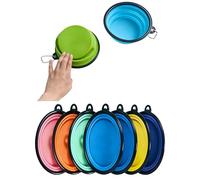 RQzaufania Cuencos plegables Ddog con mosquetones para una fácil portabilidad; borde moldeado de una sola pieza evita el colapso. Paquete de 2 cuencos de viaje para comida y agua para perros y gatos