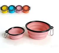 RQzaufania Cuencos plegables Ddog con mosquetones para una fácil portabilidad; borde moldeado de una sola pieza evita el colapso. Paquete de 2 cuencos de viaje para comida y agua para perros y gatos