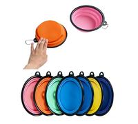 RQzaufania Cuencos plegables Ddog con mosquetones para una fácil portabilidad; borde moldeado de una sola pieza evita el colapso. Paquete de 2 cuencos de viaje para comida y agua para perros y gatos