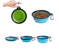 RQzaufania Paquete de 2 cuencos plegables grandes para perros con mosquetones, cuencos portátiles para comida y agua para mascotas, borde moldeado de una sola pieza para evitar el colapso. Adecuado