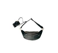 rr ruby+rae The Sidekick - Bolsa compacta de cuero vegano, manos libres con interior protector de gamuza, color negro