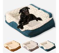 Rr tianshi Cama grande para perros de felpa lavable, desmontable, suave y lujosa, sofá cama para gatos de interior, alfombrilla calmante para mascotas, soporte de esponja, colchón de rejilla para