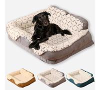 Rr tianshi Cama grande para perros de felpa lavable, desmontable, suave y lujosa, sofá cama para gatos de interior, alfombrilla calmante para mascotas, soporte de esponja, colchón de rejilla para