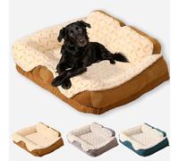Rr tianshi Cama grande para perros de felpa lavable, desmontable, suave y lujosa, sofá cama para gatos de interior, alfombrilla calmante para mascotas, soporte de esponja, colchón de rejilla para