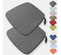 Rr tianshi Cojín acogedor para silla con lazos, paquete de 2 cojines para sillas, espuma gruesa, extraíble, antideslizante, para comedor, sala de estar, jardín, patio, oficina (gris oscuro, 45 x 42 x