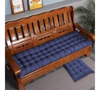 Rr tianshi Cojín grueso de algodón para banco de 2/3 plazas, cojín de asiento largo de algodón para el hogar, jardín, patio, columpio, interior (120 x 40 cm, azul oscuro)