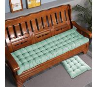 Rr tianshi Cojín grueso de algodón para banco de 2/3 plazas, cojín de asiento largo de algodón para el hogar, jardín, patio, columpio, interior (80 x 40 cm, verde claro)