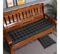 Rr tianshi Cojín grueso de algodón para banco de 2/3 plazas, cojín de asiento largo de algodón para el hogar, jardín, patio, columpio, interior (150 x 50 cm, negro)