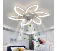 RRBEST Ventilatore da Soffitto a LED Con Luce,Creatività 6 Fiamme,Ventilatore Silenzioso Dimmerabile Luce da Soffitto Con Telecomando e Controllo APP
