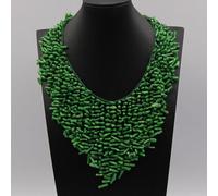RRBXXUYN 18" Handwork Green Coral Chips Chokers Dangle Necklace For Women