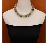 RRBXXUYN 18'' Mix Color Gold Rutilated Quartz Slice Crystal Green Coral Chokers Necklace Lady Party Jewelry