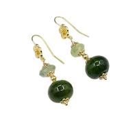 RRBXXUYN Joyería verde Prehnita Esmeralda pulido ágata cruda Rondelle suave cuentas collar pulsera pendientes conjuntos (Earrings)