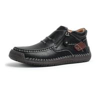 RRCJXLQDSF Botas de conducción de cuero suave hechas a mano para hombre, zapatos clásicos de cuero para uso diario, casual, trabajo, oficina, Negro, 41 EU