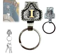 RRCJXLQDSF Clip de llave con inicial occidental, 26 llaveros de metal vintage con letras occidentales, llavero de bolsillo, etiqueta de vaca, cinturón para llaves para jeans, I, 3PCS